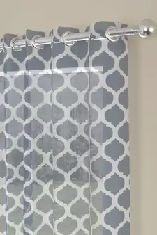 ROSARA HOME Pack of 2 Eyelet Cotton Curtains,Grey