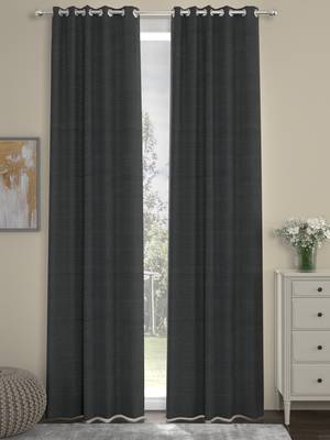 ROSARA HOME Pack of 2 Eyelet Polyester Curtains,Dark Grey 1