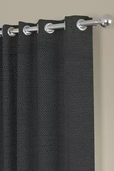 ROSARA HOME Pack of 2 Eyelet Polyester Curtains,Dark Grey