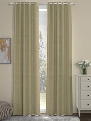 ROSARA HOME Pack of 2 Eyelet Polyester Curtains,Beige 1
