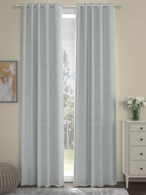 ROSARA HOME Pack of 2 Eyelet Polyester Curtains,Light Grey 1