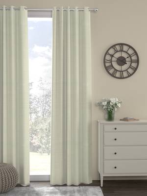 ROSARA HOME Pack of Single Eyelet Polyester Curtain,Cream 1