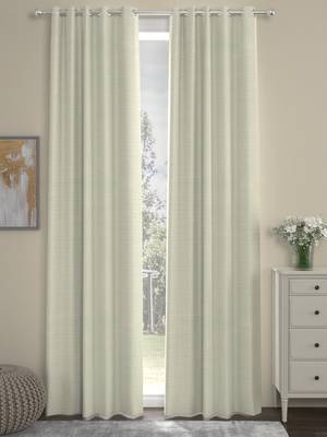 ROSARA HOME Pack of 2 Eyelet Polyester Curtains,Cream 1