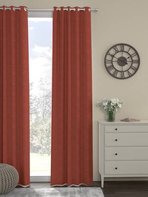 ROSARA HOME Pack of Single Eyelet Polyester Curtain,Rust 1