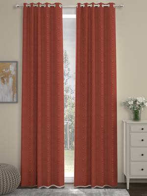 ROSARA HOME Pack of 2 Eyelet Polyester Curtains,Rust 1