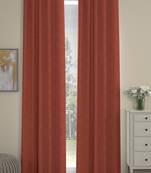 ROSARA HOME Pack of 2 Eyelet Polyester Curtains,Rust