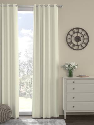 ROSARA HOME Pack of Single Eyelet Polyester Curtain,Cream 1