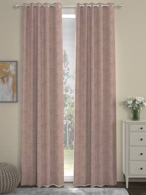 ROSARA HOME Pack of 2 Eyelet Polyester Curtains,Blush 1