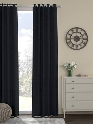 ROSARA HOME Pack of Single Eyelet Velvet Curtain,Charcoal 1