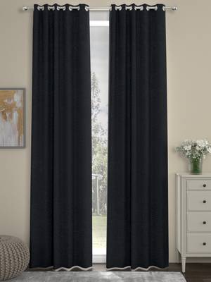 ROSARA HOME Pack of 2 Eyelet Velvet Curtains,Charcoal 1