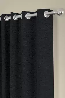 ROSARA HOME Pack of 2 Eyelet Velvet Curtains,Charcoal