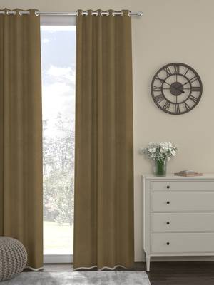 ROSARA HOME Pack of Single Eyelet Velvet Curtain,Sand 1