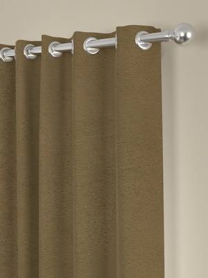 ROSARA HOME Pack of Single Eyelet Velvet Curtain,Sand 2