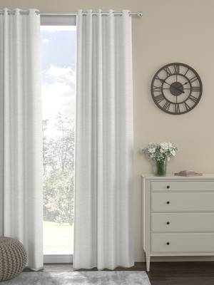 ROSARA HOME Pack of Single Eyelet Polyester Curtain,Cream 1