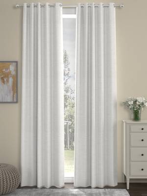 ROSARA HOME Pack of 2 Eyelet Polyester Curtains,Cream 1
