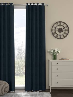 ROSARA HOME Pack of Single Eyelet Polyester Curtain,Dark Blue 1