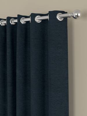 ROSARA HOME Pack of Single Eyelet Polyester Curtain,Dark Blue 2
