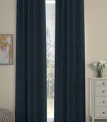ROSARA HOME Pack of 2 Eyelet Polyester Curtains,Dark Blue