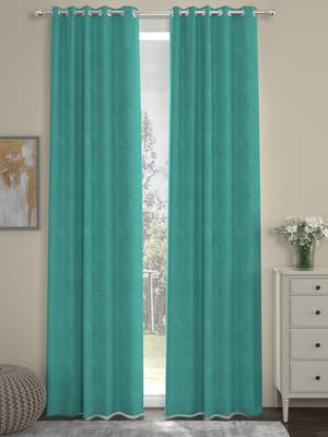 ROSARA HOME Pack of 2 Eyelet Polyester Curtains,Light Blue 1