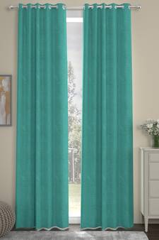 ROSARA HOME Pack of 2 Eyelet Polyester Curtains,Light Blue