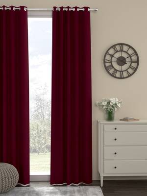 ROSARA HOME Pack of Single Eyelet Polyester Curtain,Maroon 1
