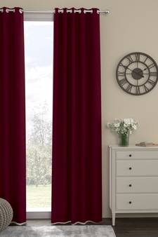 ROSARA HOME Pack of Single Eyelet Polyester Curtain,Maroon