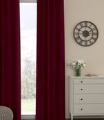 ROSARA HOME Pack of Single Eyelet Polyester Curtain,Maroon