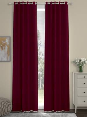 ROSARA HOME Pack of 2 Eyelet Polyester Curtains,Maroon 1