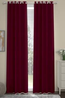 ROSARA HOME Pack of 2 Eyelet Polyester Curtains,Maroon