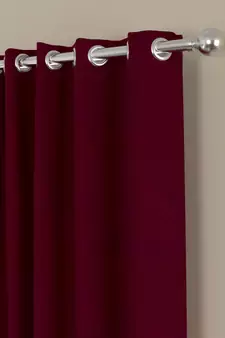 ROSARA HOME Pack of 2 Eyelet Polyester Curtains,Maroon