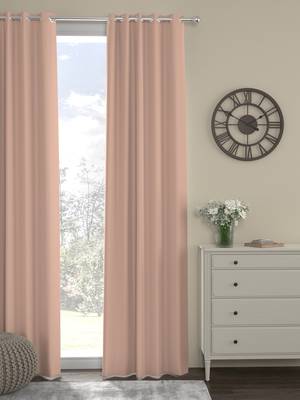 ROSARA HOME Pack of Single Eyelet Polyester Curtain,Peach 1