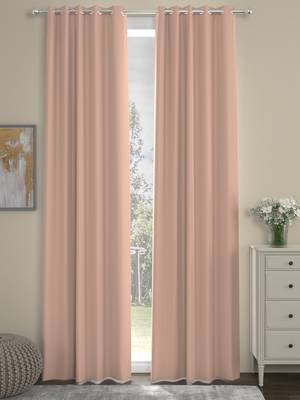 ROSARA HOME Pack of 2 Eyelet Polyester Curtains,Peach 1