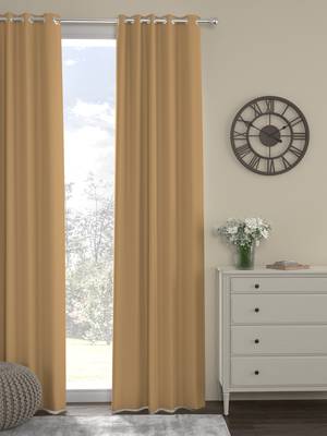 ROSARA HOME Pack of Single Eyelet Polyester Curtain,Taupe 1