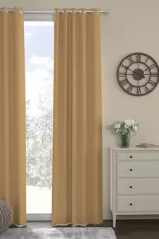 ROSARA HOME Pack of Single Eyelet Polyester Curtain,Taupe