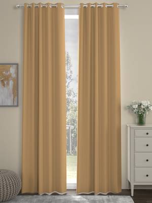 ROSARA HOME Pack of 2 Eyelet Polyester Curtains,Taupe 1