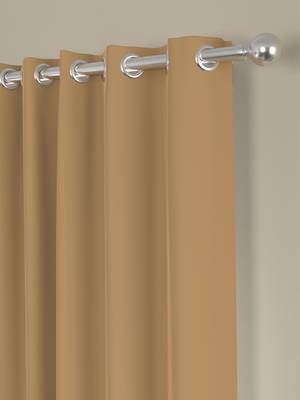 ROSARA HOME Pack of 2 Eyelet Polyester Curtains,Taupe 2