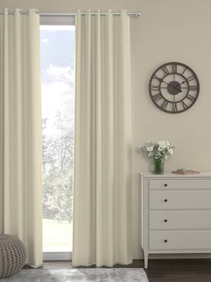 ROSARA HOME Pack of Single Eyelet Polyester Curtain,Cream 1