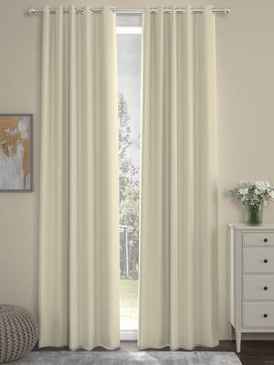 ROSARA HOME Pack of 2 Eyelet Polyester Curtains,Cream 1