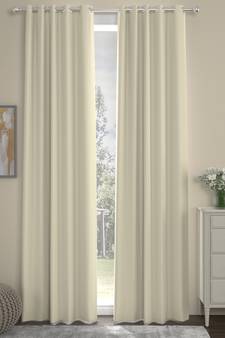 ROSARA HOME Pack of 2 Eyelet Polyester Curtains,Cream