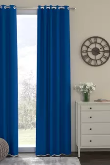 ROSARA HOME Pack of Single Eyelet Polyester Curtain,Cobalt Blue