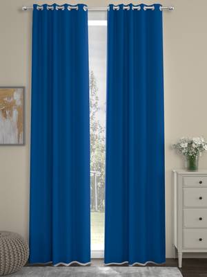 ROSARA HOME Pack of 2 Eyelet Polyester Curtains,Cobalt Blue 1
