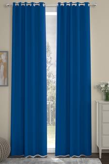 ROSARA HOME Pack of 2 Eyelet Polyester Curtains,Cobalt Blue