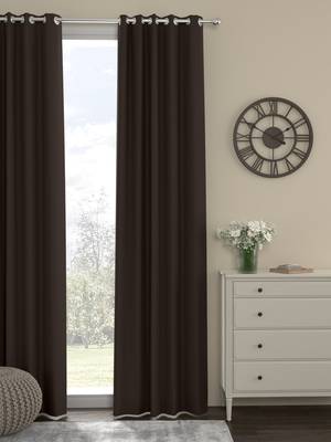 ROSARA HOME Pack of Single Eyelet Polyester Curtain,Dark Brown 1