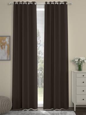 ROSARA HOME Pack of 2 Eyelet Polyester Curtains,Dark Brown 1