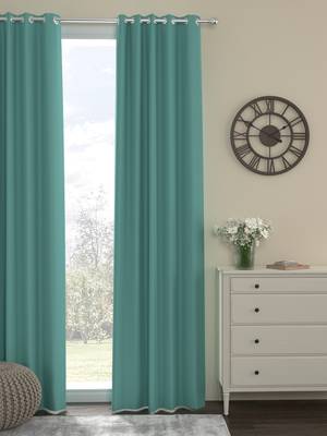 ROSARA HOME Pack of Single Eyelet Polyester Curtain,Mint Green 1