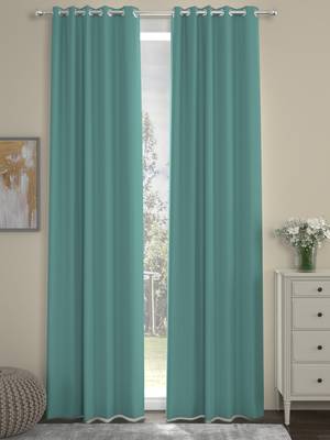 ROSARA HOME Pack of 2 Eyelet Polyester Curtains,Mint Green 1