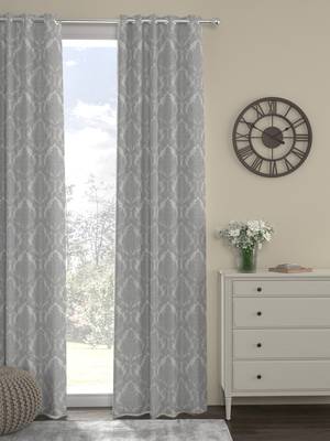ROSARA HOME Pack of Single Eyelet Polyester Curtain,Silver 1