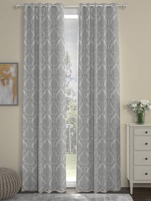ROSARA HOME Pack of 2 Eyelet Polyester Curtains,Silver 1