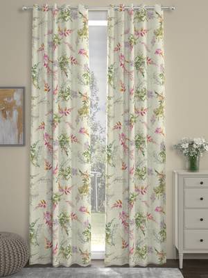 ROSARA HOME Pack of 2 Eyelet Polyester Curtains,Multicolor 1