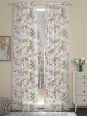 ROSARA HOME Floral  Pack of 2 Sheer Curtains,Multicolor 1